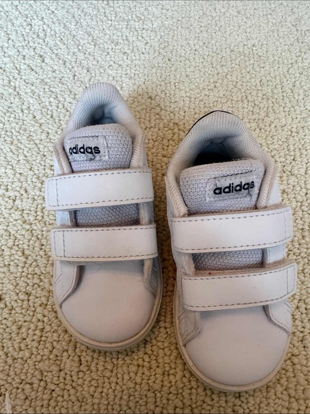 adidas Kids White Double-Velcro Sneakers